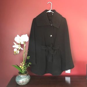 NWT Calvin Klein Black Wool Cape Coat S/M